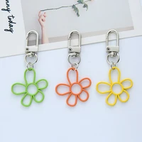 cute creative hollow flower keychains for women keyring car keychain bag pendant backpack decor cloth charms for airpods case