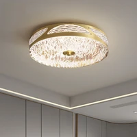lamp copper gold light ceiling luxury texture water indoor led glass ceiling lamp for living room study bedroom round lamp