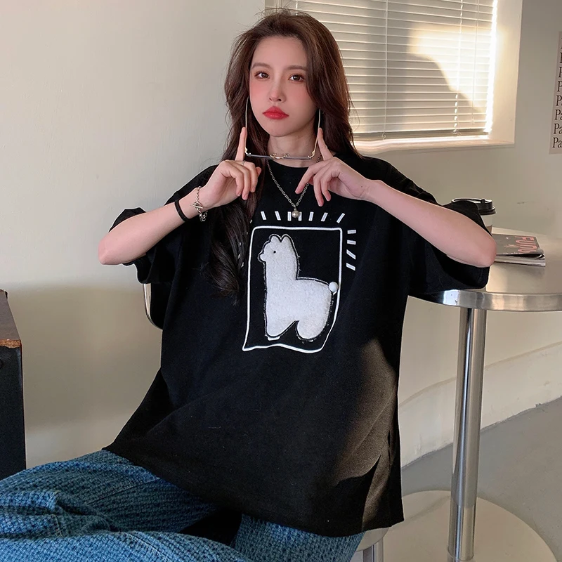 

6628 Women's summer wave Korean embroidered short-sleeved t-shirt