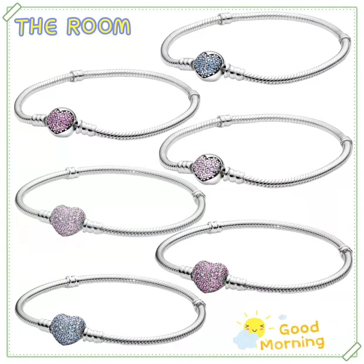 

Hot Sale Luxury Classic Series 100% 925 Sterling Silver Pandora Heart Bracelets DIY Beads For Women Jewelry Charms Gift