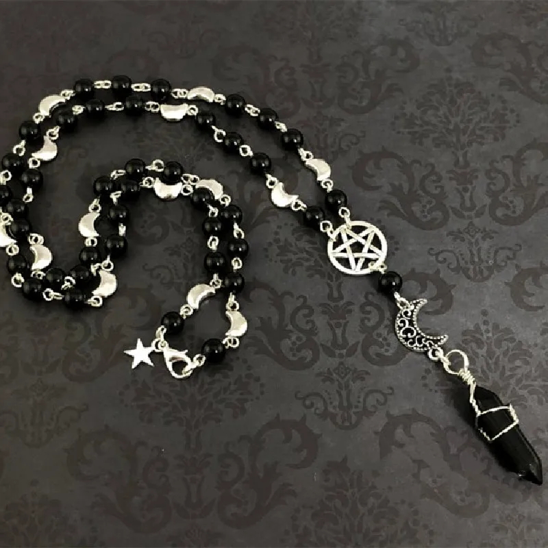

Готический Розарий Goth, бриллиантовые четки, молитвенные бусины, черный оникс, пентаграмма, бусины, очаровательные панковские украшения руч...