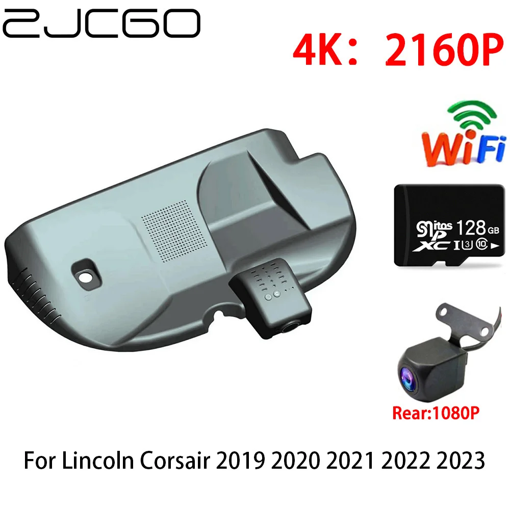 

ZJCGO 2K 4K Car DVR Dash Cam Wifi Front Rear Camera 2 Lens 24h parking for Lincoln Corsair 2019 2020 2021 2022 2023