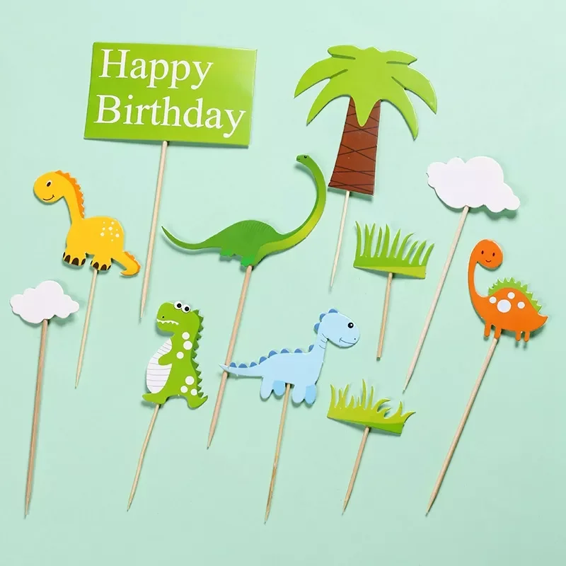 

Dinosaur Cake Toppers Coconut Tree Happy Birthday Cake Decoration Kids Dinosaur Birthday Party Supplies Cake Accessories