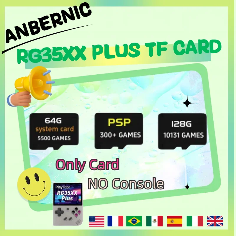 Для ANBERNIC RG35XX PLUS 256 ГБ TF-карта с предварительной загрузкой игры 300+ PSP игровая