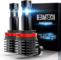 beamtech h11 led headlight bulb 12000lm 60w fanless in line 6500k xenon white 9005 9006 h13 h4 9007 h7 9012