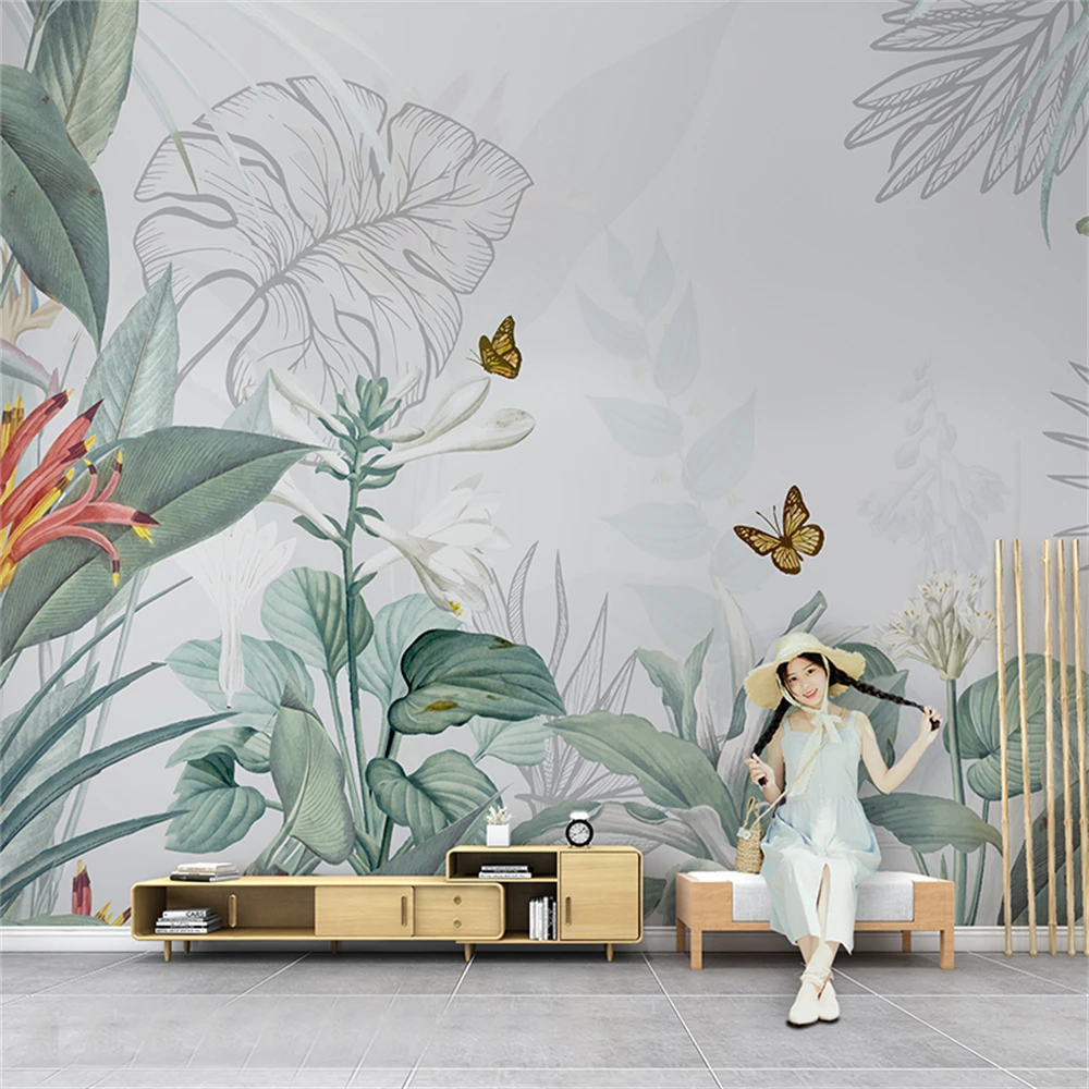 

custom Medieval tropical rain forest wallpaper living room Nordic plant wallpapers home decor TV background bedroom decoration