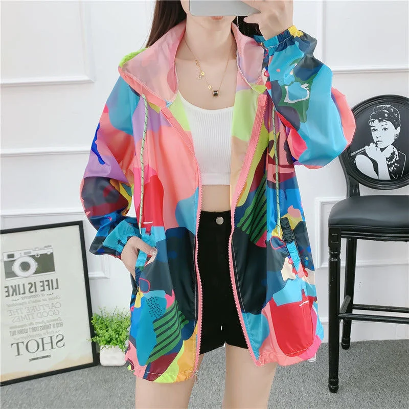 

Camouflage Sunscreen Women's Short Summer 2022 New Fashion Breathable Thin Coat Korean Fashion Thin Loose Jackets Outerwear