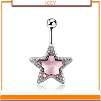 1pc five pointed star belly ring star navel stud rhinestone belly navel jewelry medical stainless steel belly piercing navel bar