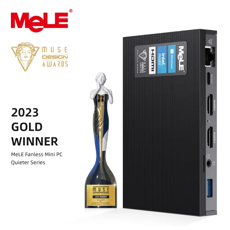Ультратонкий мини-ПК MeLE Intel Celeron J4125 8 ГБ 256 Windows 11 Pro настольный компьютер с двойным