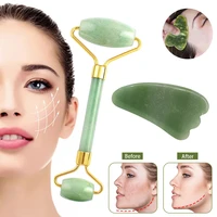 natural rose jade roller face massage gua sha board crystal stone jade massager body facial eye scraping acupuncture face lift