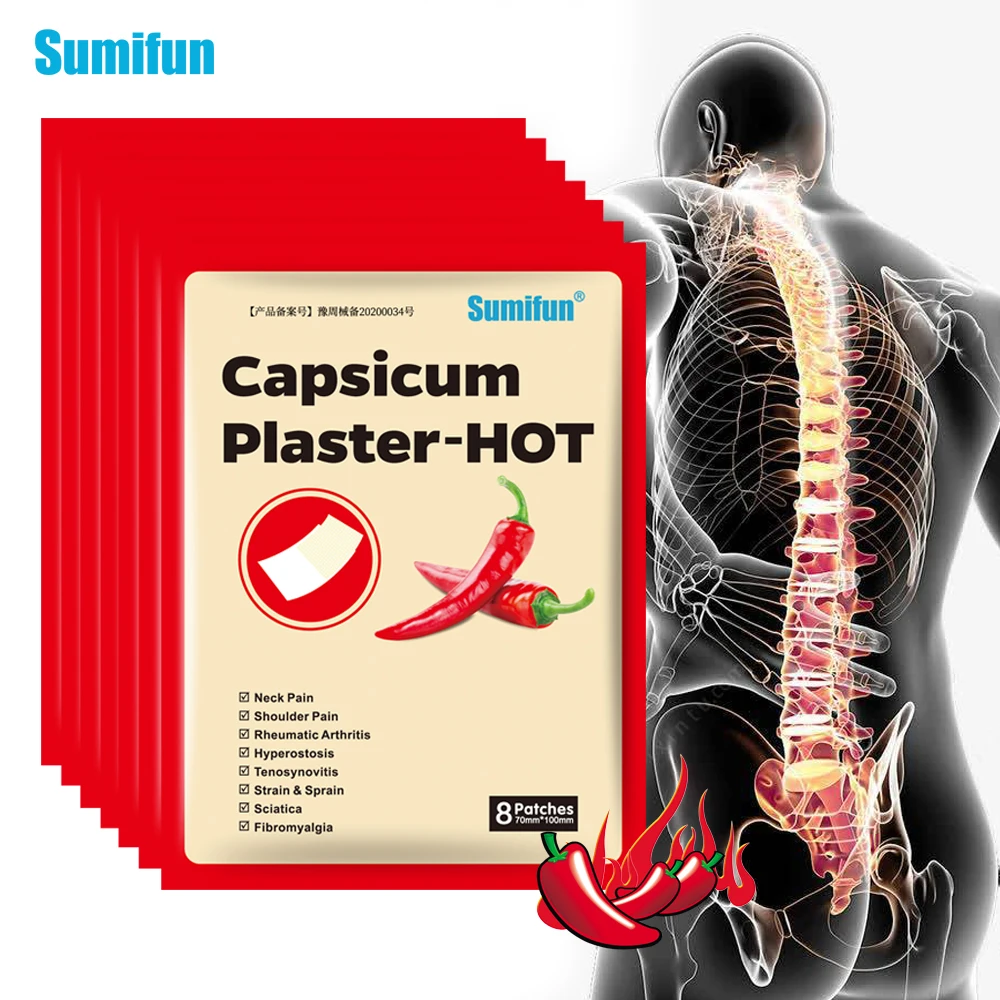 

64Pcs=8Bags Sumifun Capsicum Analgesic Patches Muscle Joint Soreness Massage Plaster Arthritis Rheumatism Pain Relief Sticker