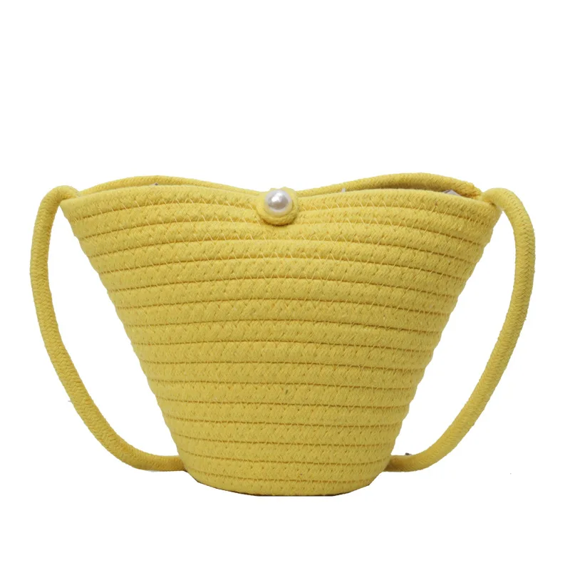 Новинка 2024 модная плетеная Женская пляжная сумка через плечо из хлопкового шнура