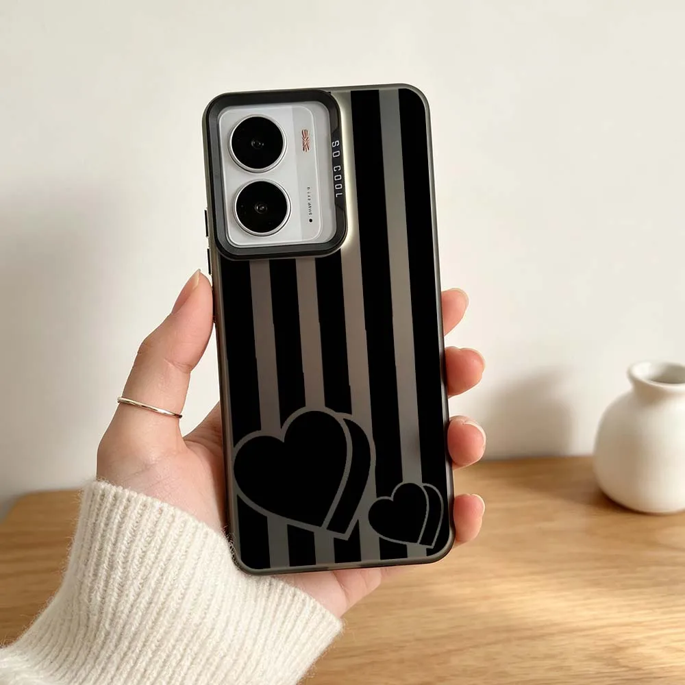 Фото Чехол для телефона с черным полосатым дизайном для Realme 14X 14 13 12X 12 11X 11 10 9i C67 C75 V60 70 C25Y Pro, серебристого цвета. №3