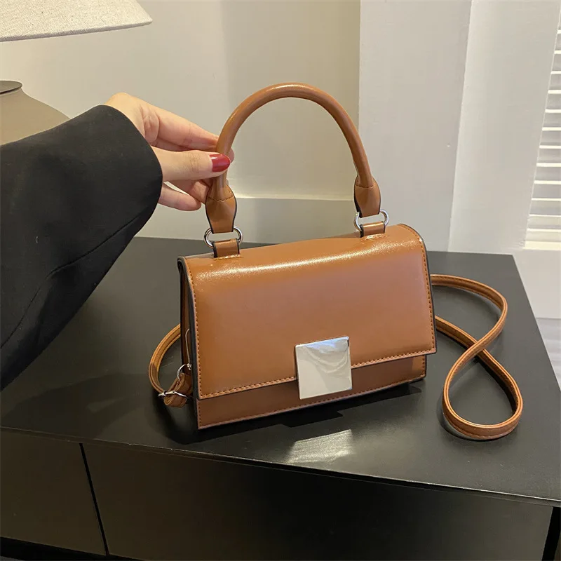 

Vintage Shoulder Bag Crossbody Bags for Women PU Leather New 2024 Trend Fashion Handbag Clutch Small Square Bag Black Brown