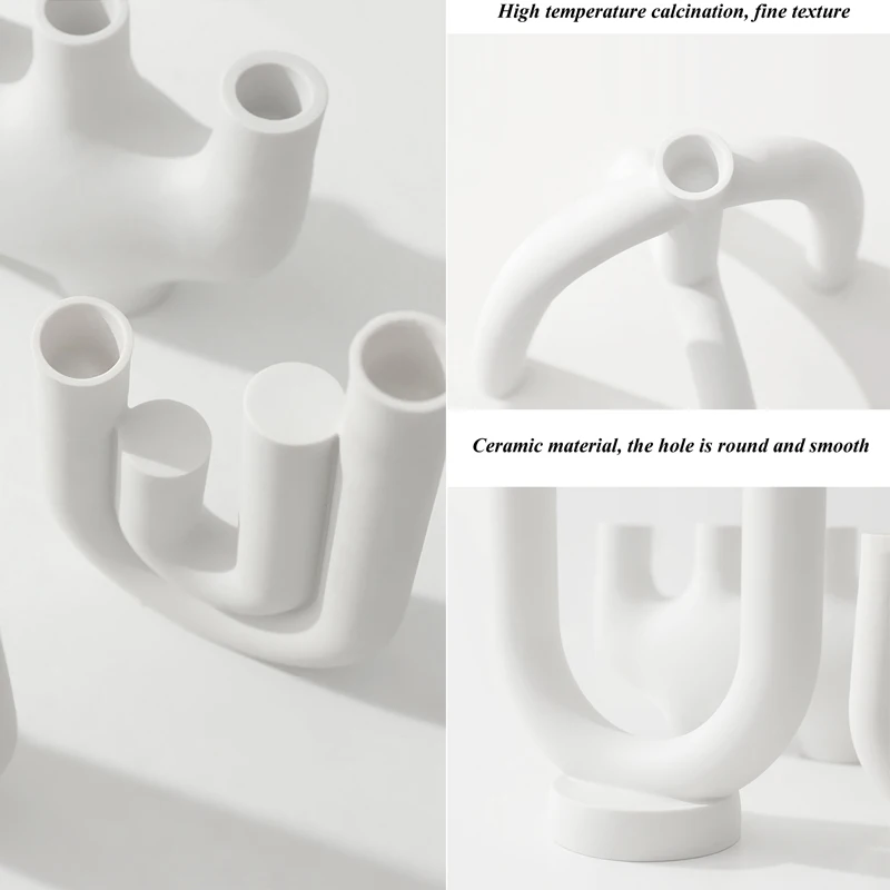 Креативные керамические подсвечники в скандинавском стиле белые с водяной