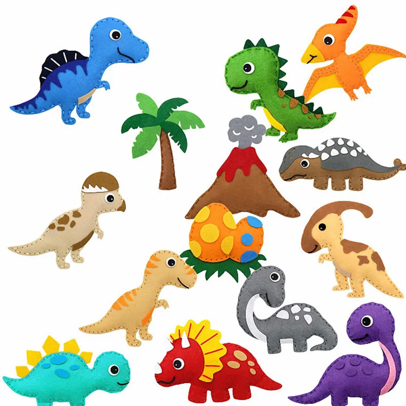 Animals Dinosaur Craft Kit Forest Creatures DIY Sewing Felt Plush Animals For Kids Beginners Educational Sewing Set Kids Art Toy