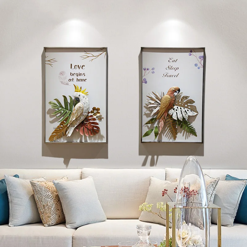 

Простой Настенный декор в европейском стиле для крыльца, прихожей, трехмерная роспись, Фреска, кованый попугай, украшение, креативный подве...