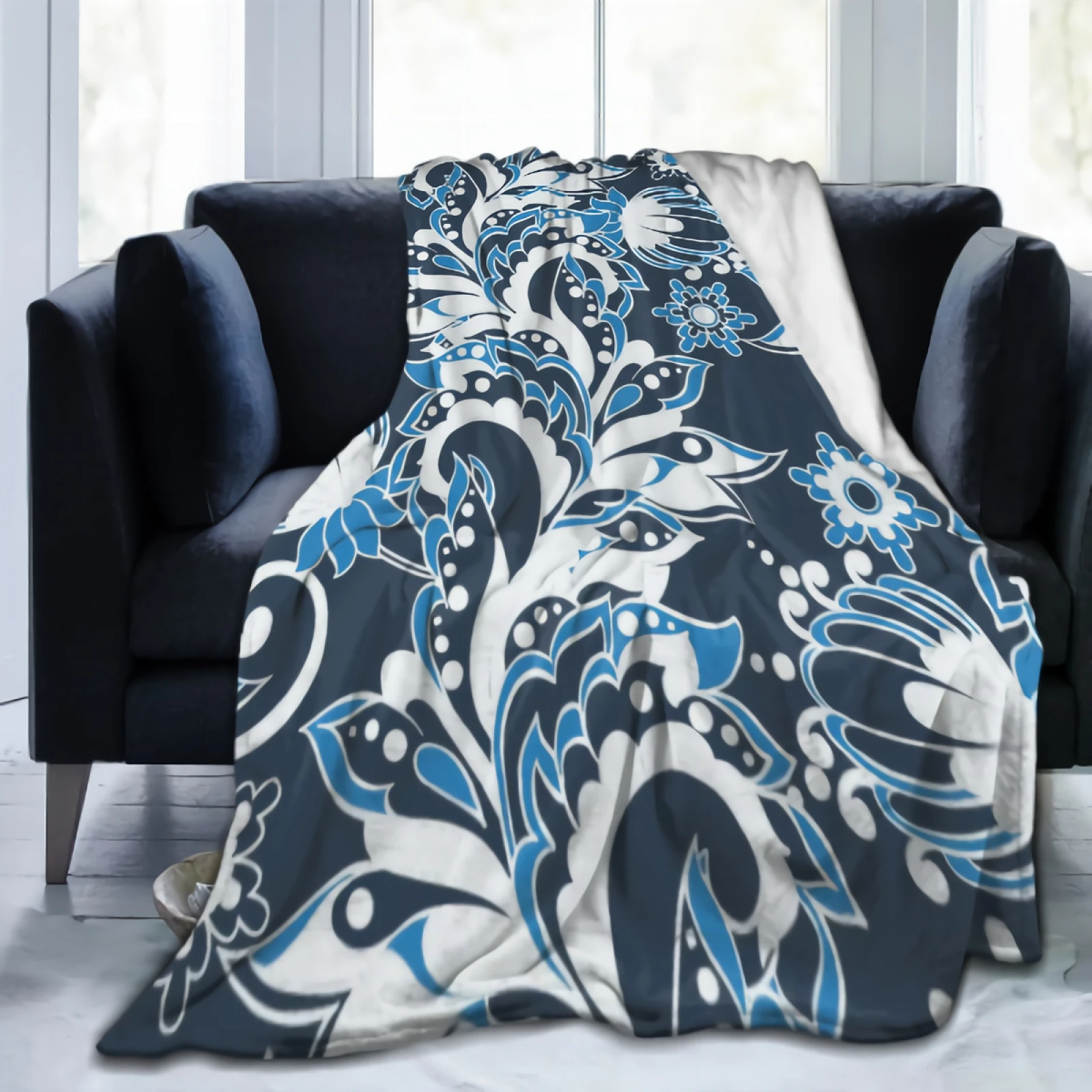 

Blue Flower Blanket Throw Blanket Warm Bed Blanket Cozy Blanket Couch Plush House Warming Decor Gift Idea