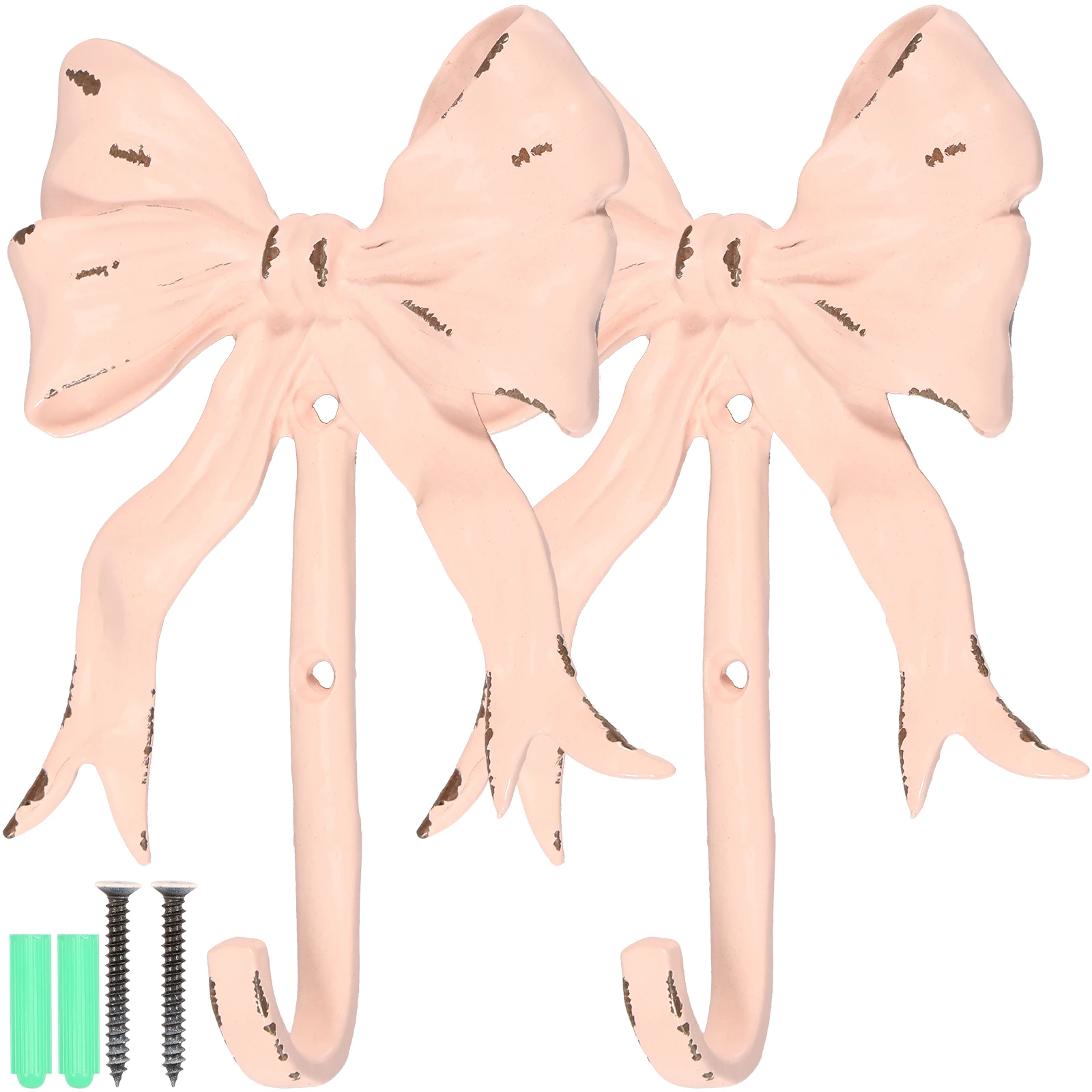 Новый 1/2 шт. розовый настенный крючок с бантом винтажный металлический из