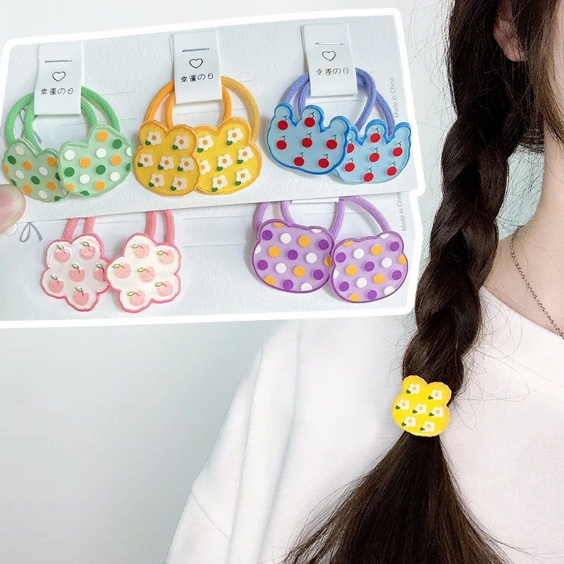 

2pcs/lot New Girls Cute Cartoon Fruits Elastic Hair Bands Kids Ponytail Holder Scrunchie Rubber Band Fashion Hair Accessories
