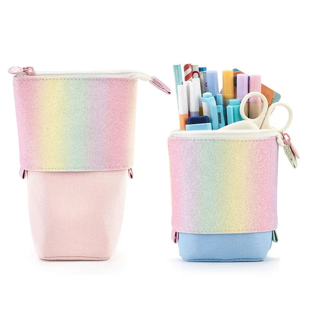 

Fashion Portable Stationery Large Capacity Zipper Storage Box Makeup Pouch Pencil Case Flexible Pen Bag