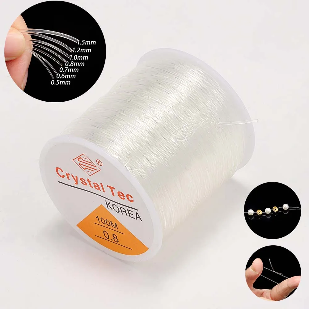 45-100 Meter Clear Crystal String Thread Stretch DIY Beading Cords Elastic Lines Bracelet Necklace Jewelry Making Wire Supplier