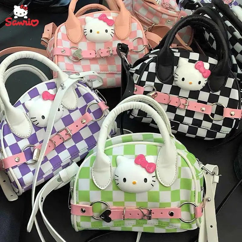 

Сумка Y2K Hello Kitty Kawaii из искусственной кожи, сумка через плечо для женщин, сумка с ручками, портативная мультяшная маленькая квадратная сумка ч...