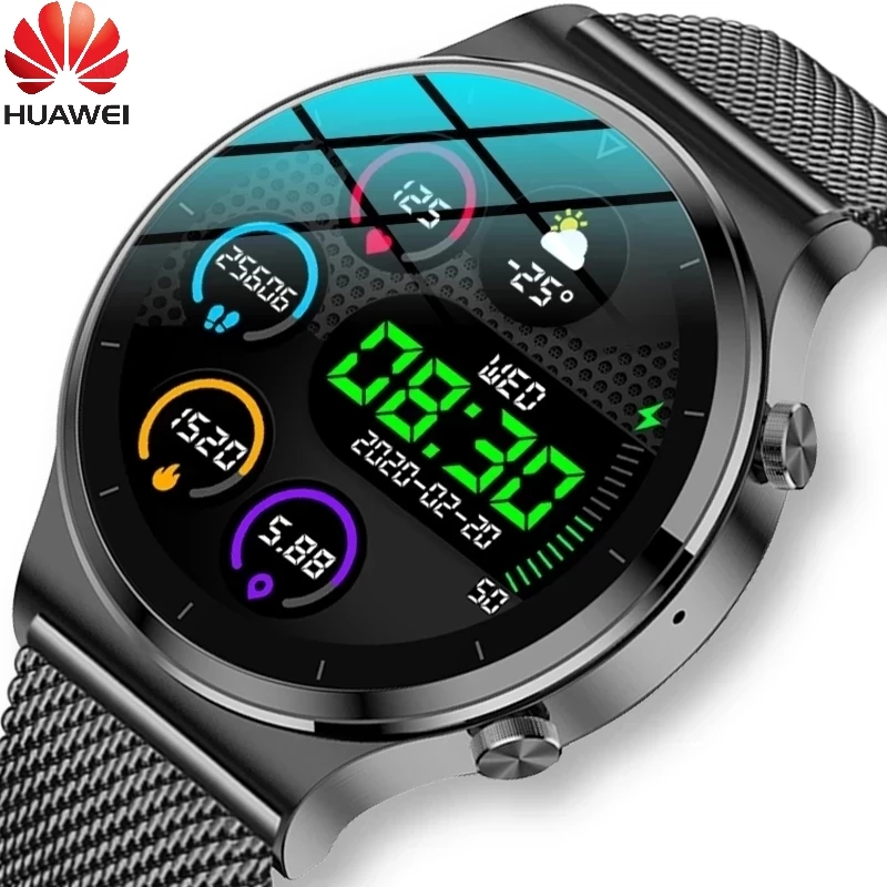 

Huawei Bluetooth Call Smart Watch Men IP68 Waterproof Full Touch Screen Sports Fitness Smartwatch Custom Face For Android IOS