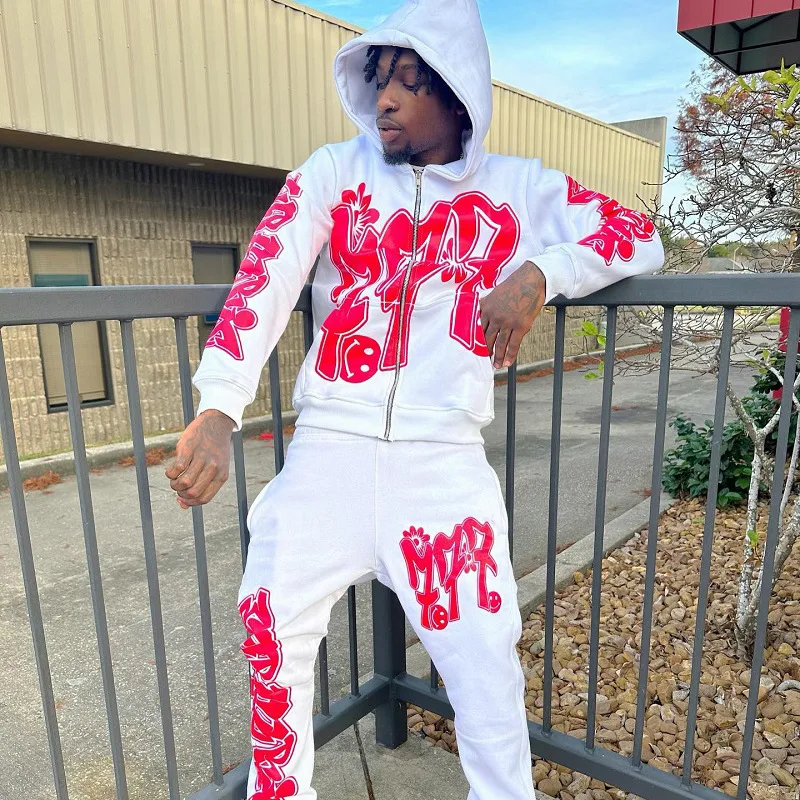 Мужская толстовка на молнии с принтом в стиле Харадзюку