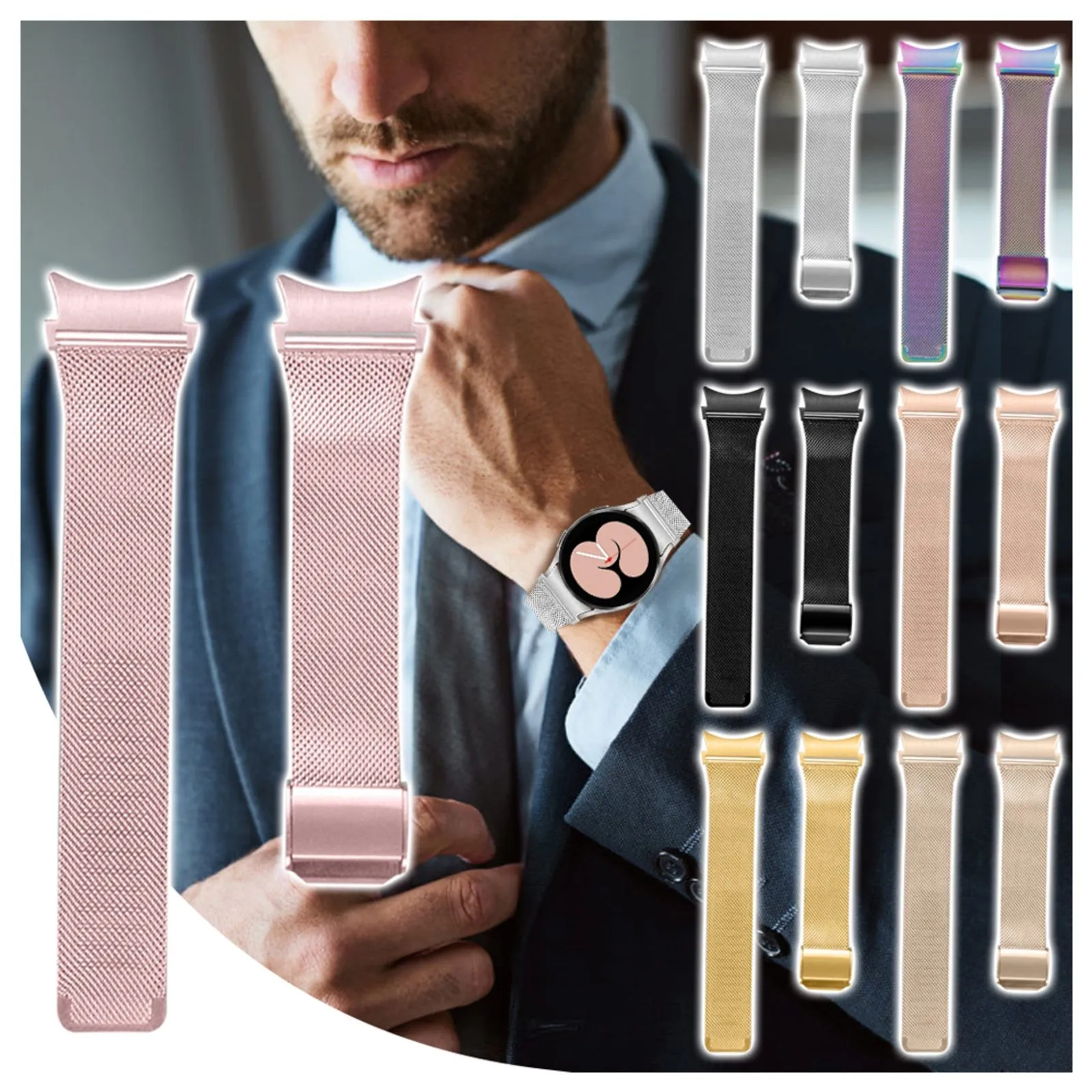 

Модный металлический ремешок для смарт-часов, подходит для Samsung Galaxy Watch 4 40 мм 44 мм, ремешок для часов с Т-образной пряжкой, сменный Браслет для часов