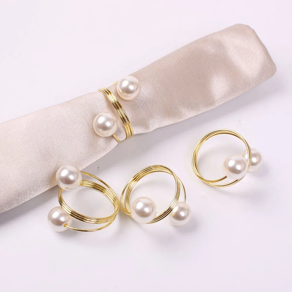 

24 Pcs Pearls Napkin Ring Napkins Holders Table Decor Accessories For Party Wedding Kitchen Hotel Dining Room
