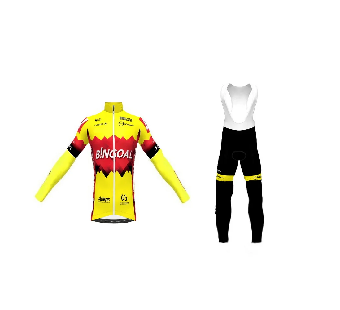 

WINTER FLEECE THERMAL 2023 BINGOAL PAUWELS SAUCES WB Cycling Jersey Long Sleeve Bicycle Clothing With Bib PANTS Ropa Ciclismo