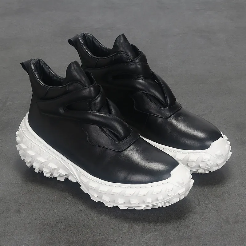 

Корейские мужские кожаные туфли, удобные повседневные высокие, толстая подошва, повышенная износостойкость, модная обувь