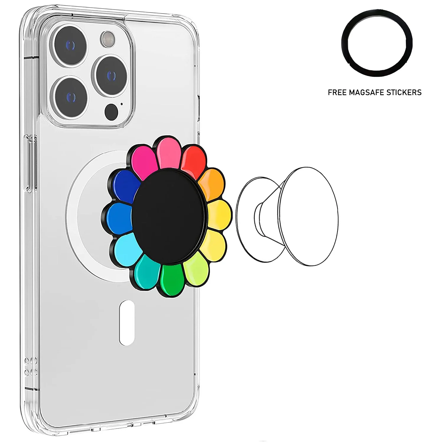 

Magnetic Cell Phone Holder for Magsafe Accessories GripTok Socket Base Finger Grip Phone Ring Holder for iPhone 14 Phone Stand