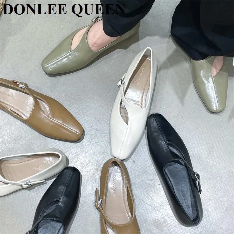 

2023 New Spring Women Flats Ballet Shoes Female Shallow Ballerina Slip On Soft Moccasin Casual Loafer Flat Square Toe Dress Muje
