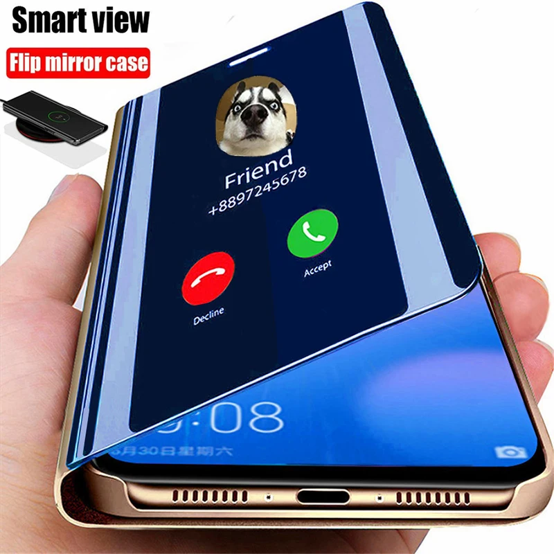 

Smart Mirror Flip Phone Case For Xiaomi Redmi Note 9 9S 9C 8T 8 9T 6 6A 8 8A 9A 7A Mi 11 10T Pro Lite Poco X3 NFC M3 Cover Coque