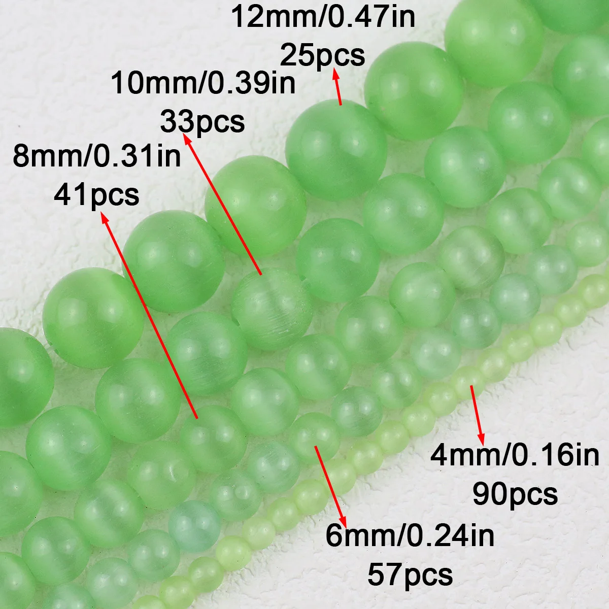 4-12MM Зеленый Кошачий Глаз Натуральный Камень Круглый Свободные Бусины Проставки