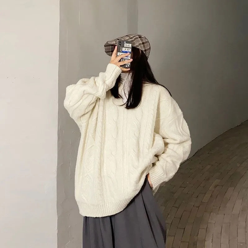 

Женский свободный свитер с V-образным вырезом, осень/зима, Корейская версия, плотный вязаный джемпер, Модный повседневный пуловер, Однотонный свитер