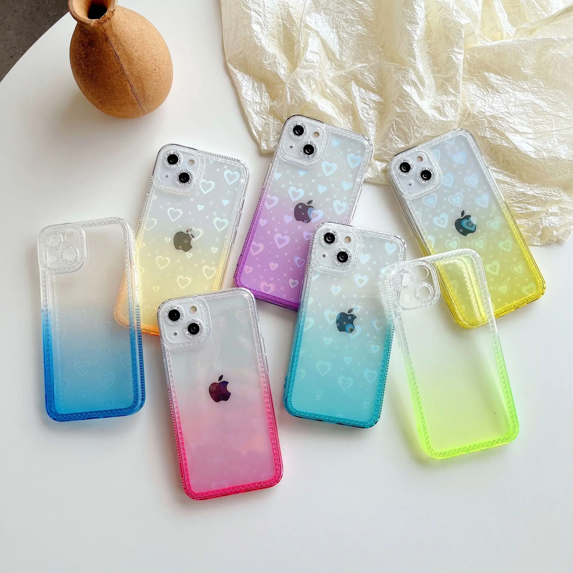 

Comes With Lens All-inclusive Phone Case iphone13 12 11 Pro Max Mini X Xs 7 8 P Xr Gradient Love Soft Shell