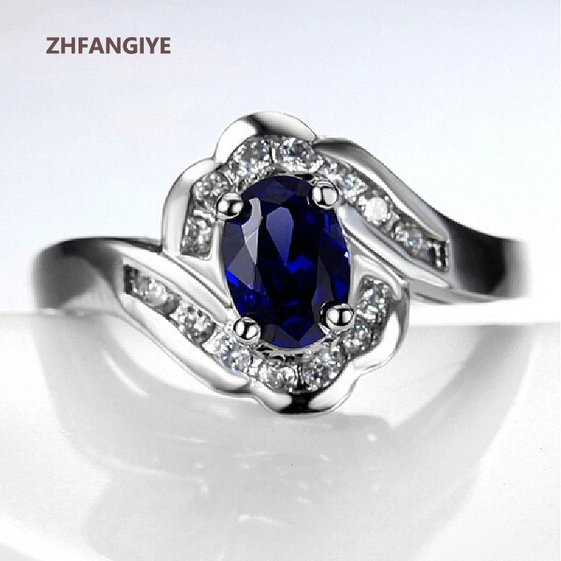 

Elegant Rings 925 Silver Jewelry with Sapphire Zircon Gemstone Fashion Finger Ring Ornament for Women Wedding Promise Party Gift