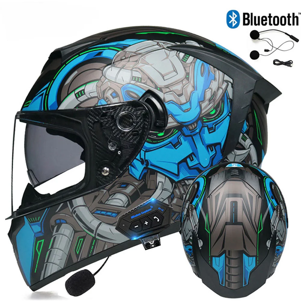 

Motocross Helmet Full Face Motorcycle Bluetooth Helmet Dual Lens Full Face Helmets Men Moto Helmet