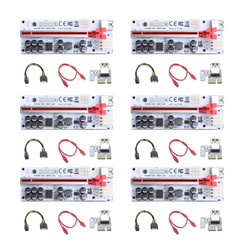 

Адаптер Райзера VER012 MAX PCIE X1 16X USB 3,0, 2x6 контактов питания с 13 светодиодными маркерами