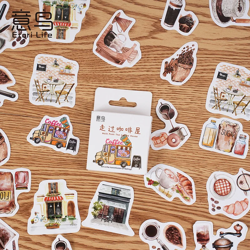 

46 шт./коробка, наклейки для кофейного домика