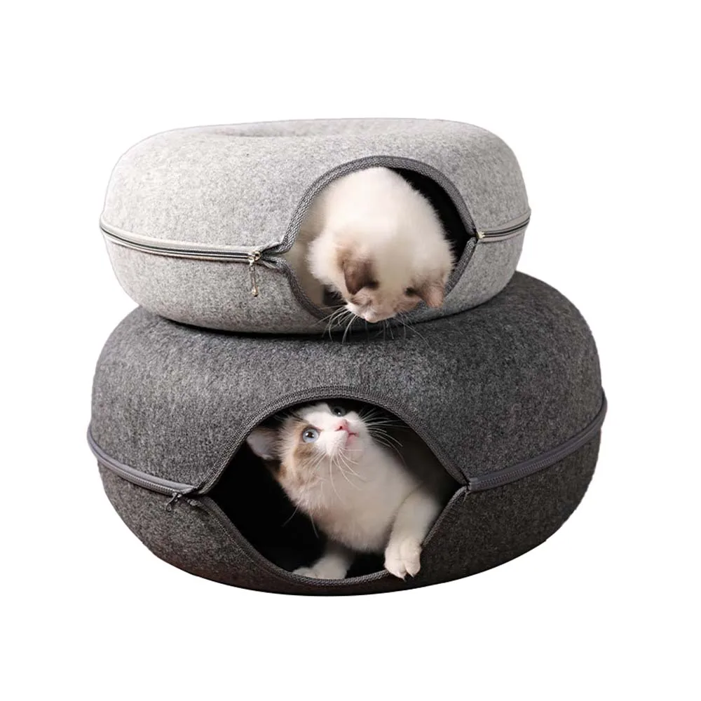 

Donut Cat Bed Pet Cat Tunnel Interactive Game Toy Cat Bed Dual-use Indoor Toy Kitten Sports Equipment Cat Training Toy Cat House
