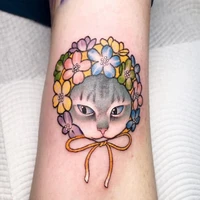 1pcs2pcs3pcs wreath hat flower cat cartoon anime temporary tattoos color painting waterproof fake tatoo body tatto art sticker