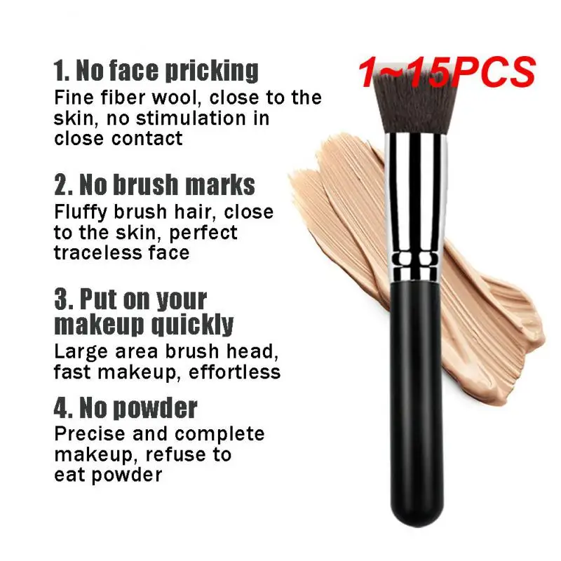 

1~15PCS Makeup Brush Flat Top Kabuki Foundation Brush for Liquid Cream and Powder Contour Buffing Blending Concealer Face