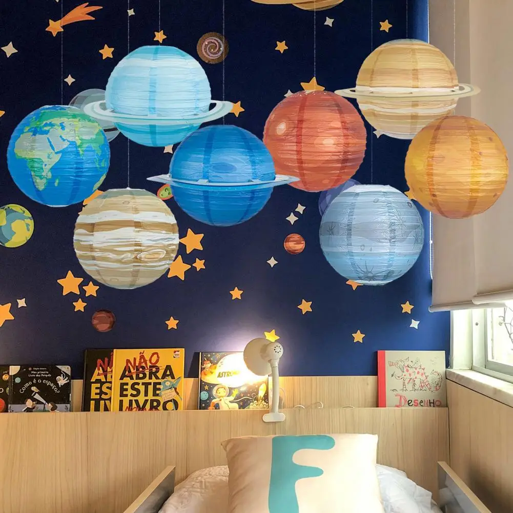 

Window Decoration Lantern Hanging Paper Lantern Stellar Solar System Paper Lanterns 8-piece Outer Space Theme Party for Kids'