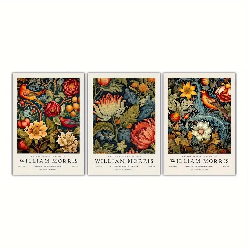 

3 шт., плакаты на холсте «Вильям Моррис», HALFLEMART