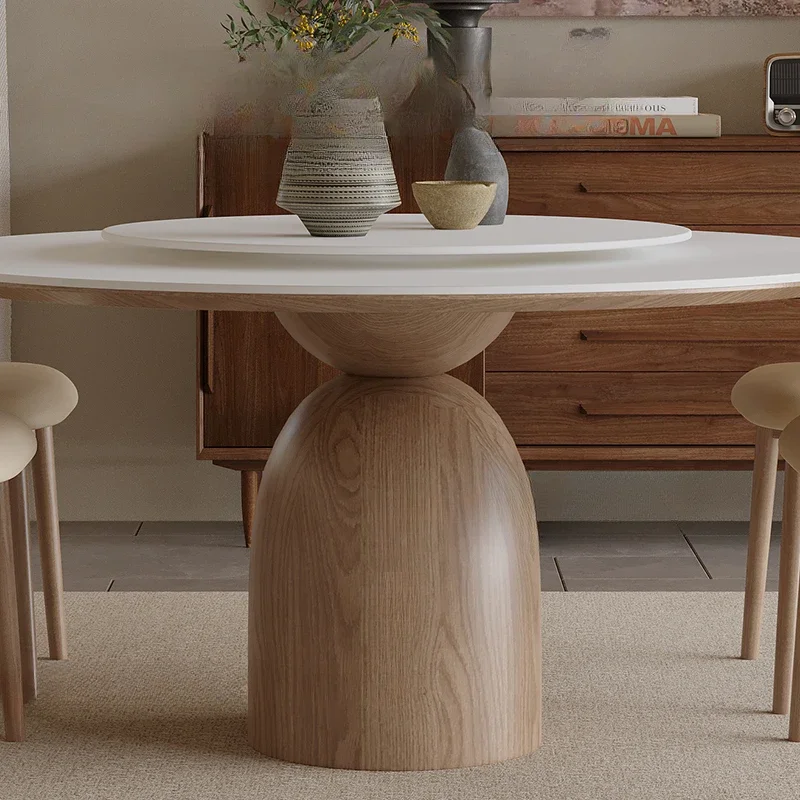 Круглый обеденный стол из каменной плиты современный простой легкий роскошный