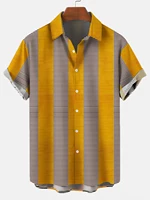 2022 summer new yellow blue green striped mens shirts mens simple trend printing hawaiian shirts mens and womens beachwear